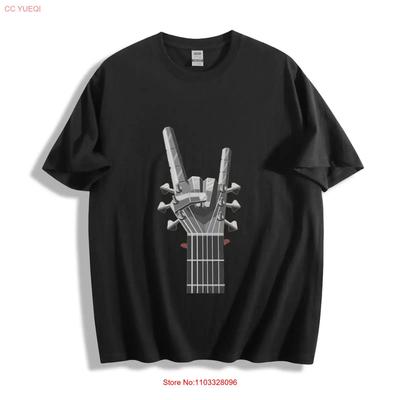 Rock Hand Guitar T Shirt Vintage Washed Stylish Fashion Breathable Slightly Top For Everyday Wear Homme Soft Stretched Unisex