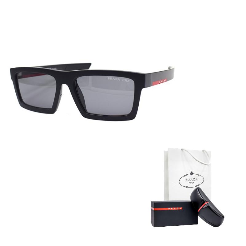 Prada Active Impavid Series Fashion Modern Holiday Sport Polarized Sunglasses Rectangular Men Sunglasses Matte-Black SPS02Z-U-1BO-02G