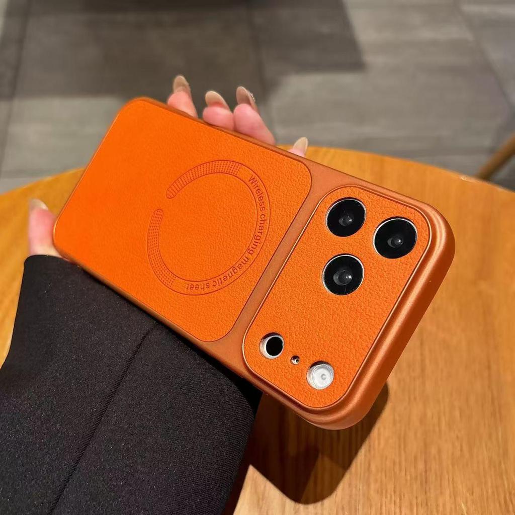 iPhone 17 Pro Max Lychee Pattern Leather Magnetic Case for Apple 16, Full Coverage with Large Window