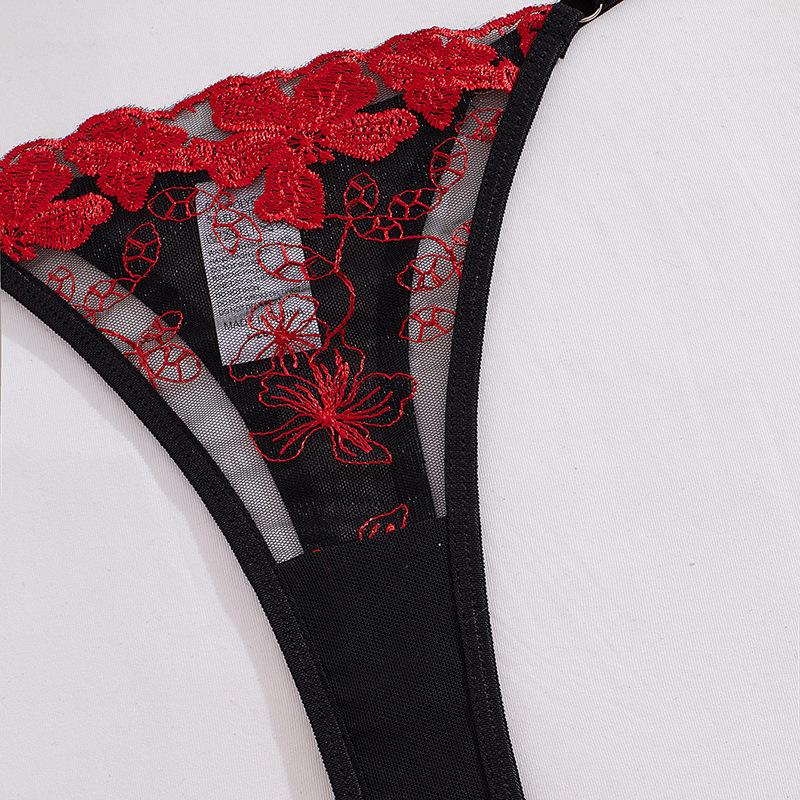 New Pattern Mesh Embroidery Perspective Underwear Set Women's Underwear Bra Underwear Set