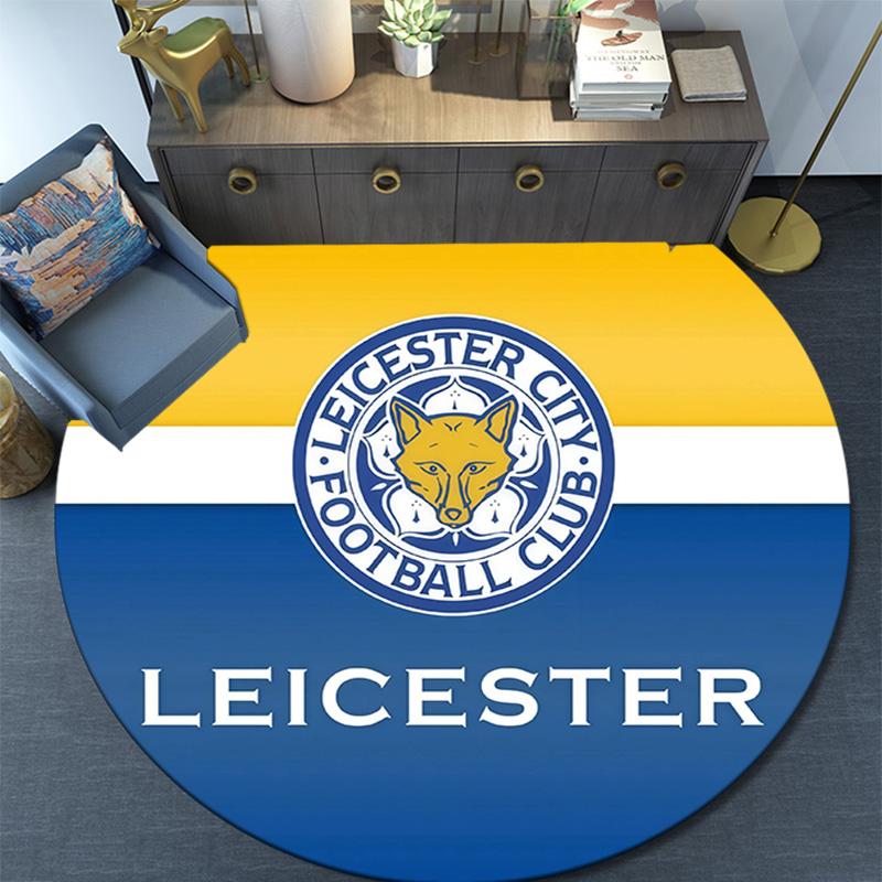Leicester City Football Club Round Area Rug,Carpet Rug for Living Room Bedroom Sofa Playroom Decor,Non-slip Floor Mat