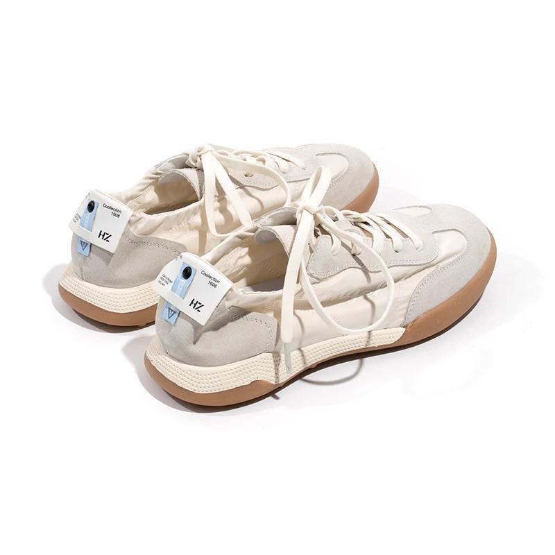 Leather ballet series new women's casual retro sports inner height-increasing white shoes
