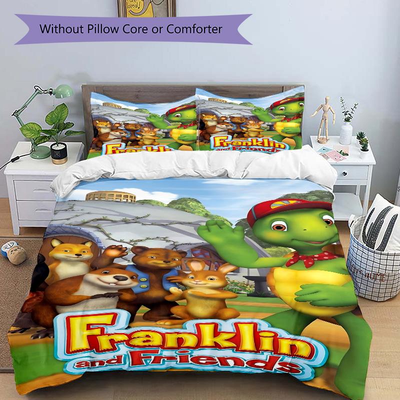 Franklin Friends Print 3Pcs Bedding Set,Duvet Cover with 2 Bedro,Pillowcase Home Birthday Gift