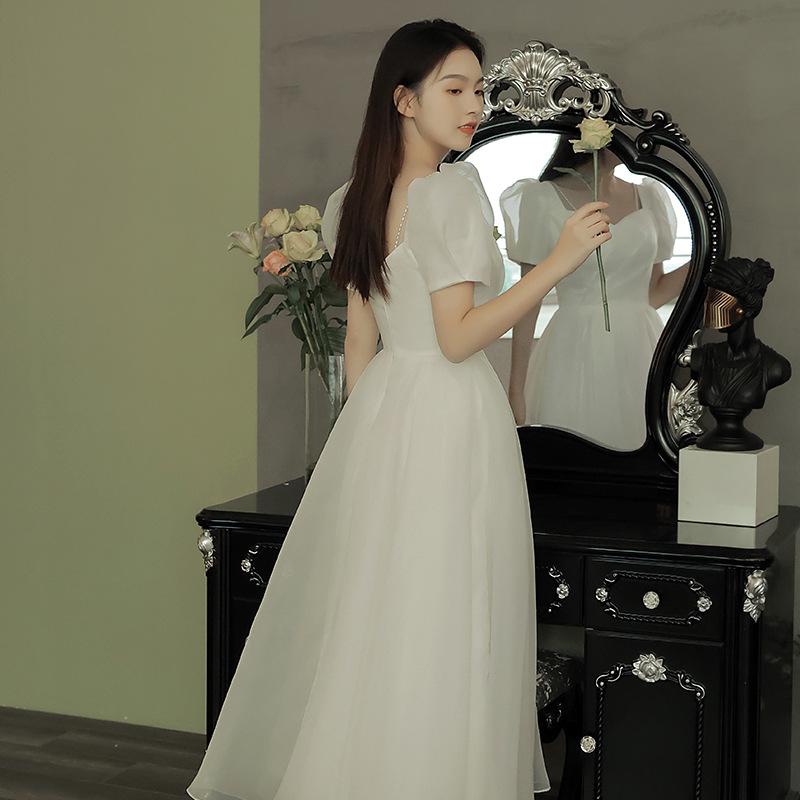 French light wedding dress 1011 new birthday dress super fairy bride white certificate engagement simple