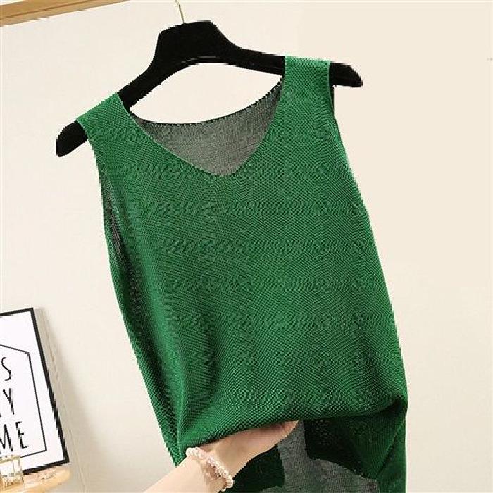 Women's Loose-Fit Camisole: Large, Cool Silk Knit, Sleeveless Vest for Summer