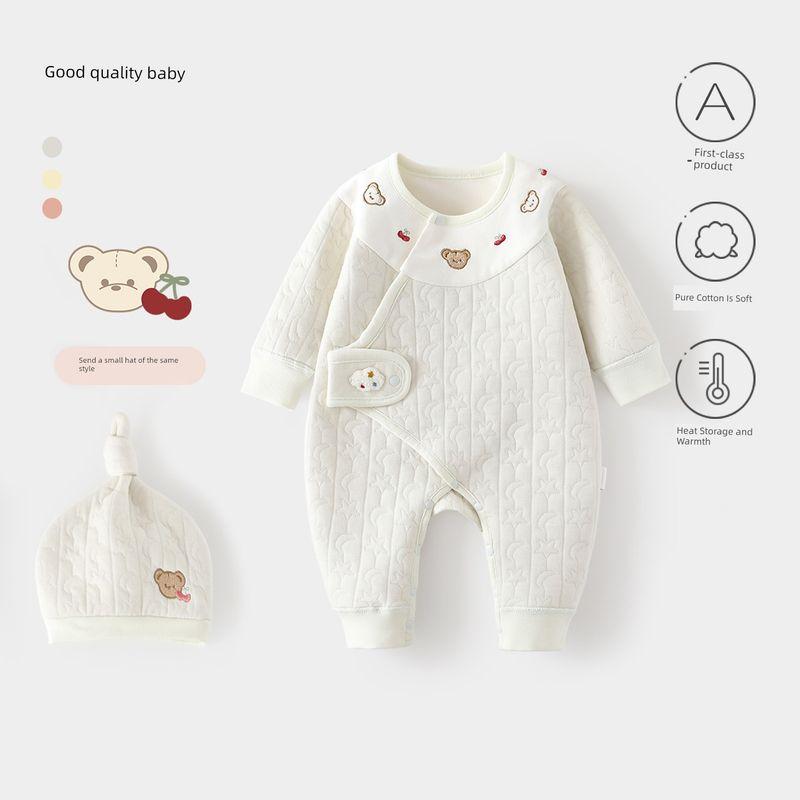 Newborn Baby Clothes, Class a Pure Cotton Autumn and Winter Infant Warm Butterfly Clothing, Baby Size 52 One-Piece Romper