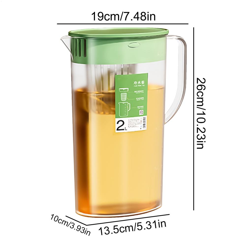 Plastic Fridge Jug 2L With Filter Lid Transparent Sealing Kettle With Handle Transparent Water Infuser Pitcher