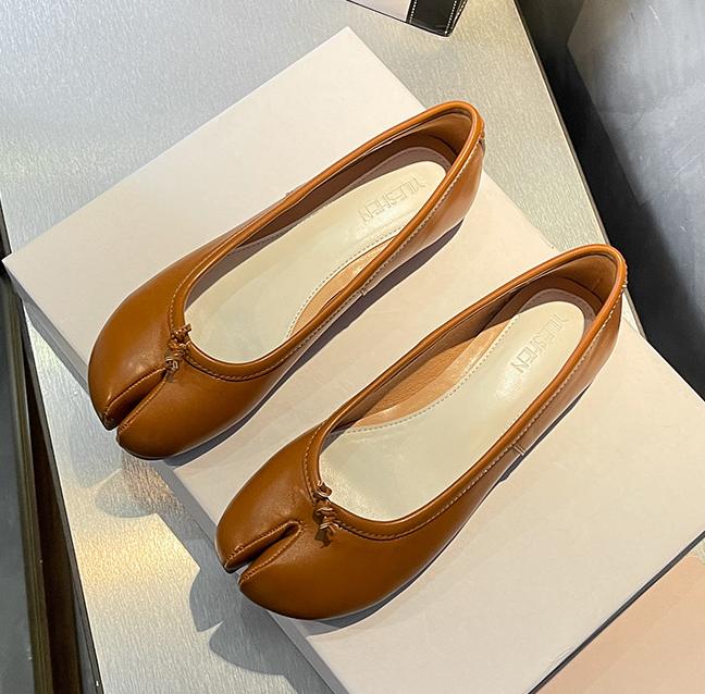 Fashion 2025 Women Trotter Shoes Tabi Ninja Leather Flats Femme Split Toe Loafers Japanese Hoof Moccasins Slip On Comfy Ballerina Ladies