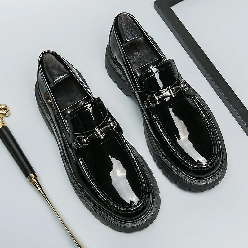 New Black Loafers Men Pu Leather Shoes Breathable Slip-On Solid Casual Shoes Handmade  Men Dress Shoes
