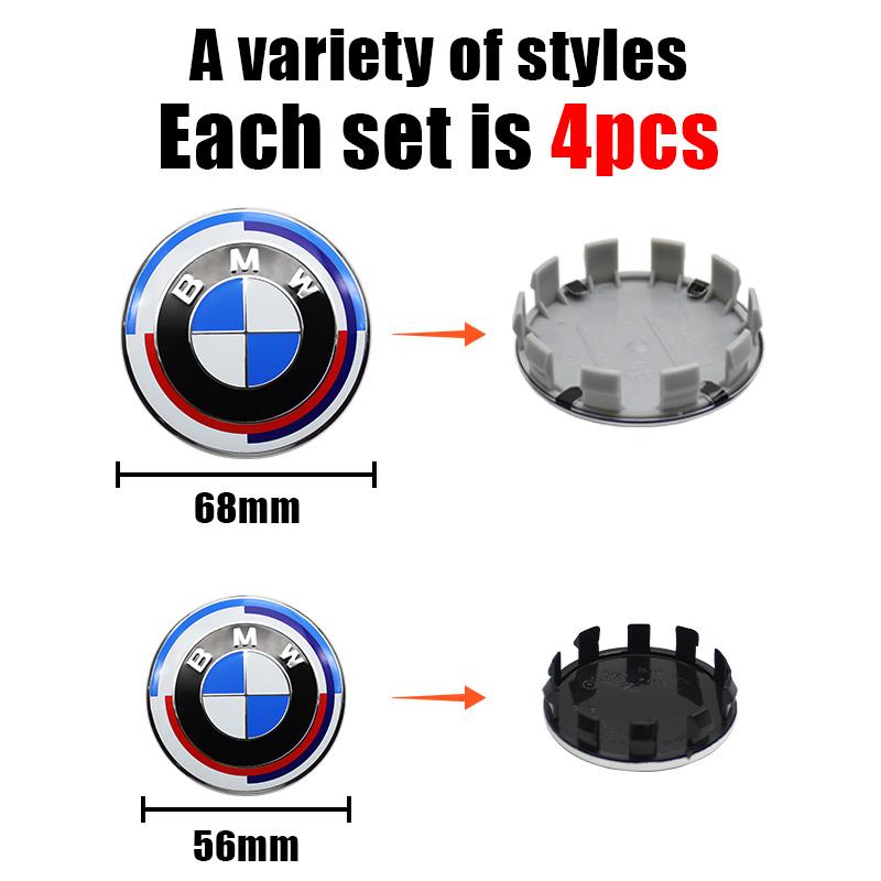 4pcs 56mm/68mm Car Logo Badge Wheel Hub Center Cover EmblemAccessories For BMW Edition M1 M2 M3 M4 M5 M6 X7M X2M X3M X4M X5M X6M