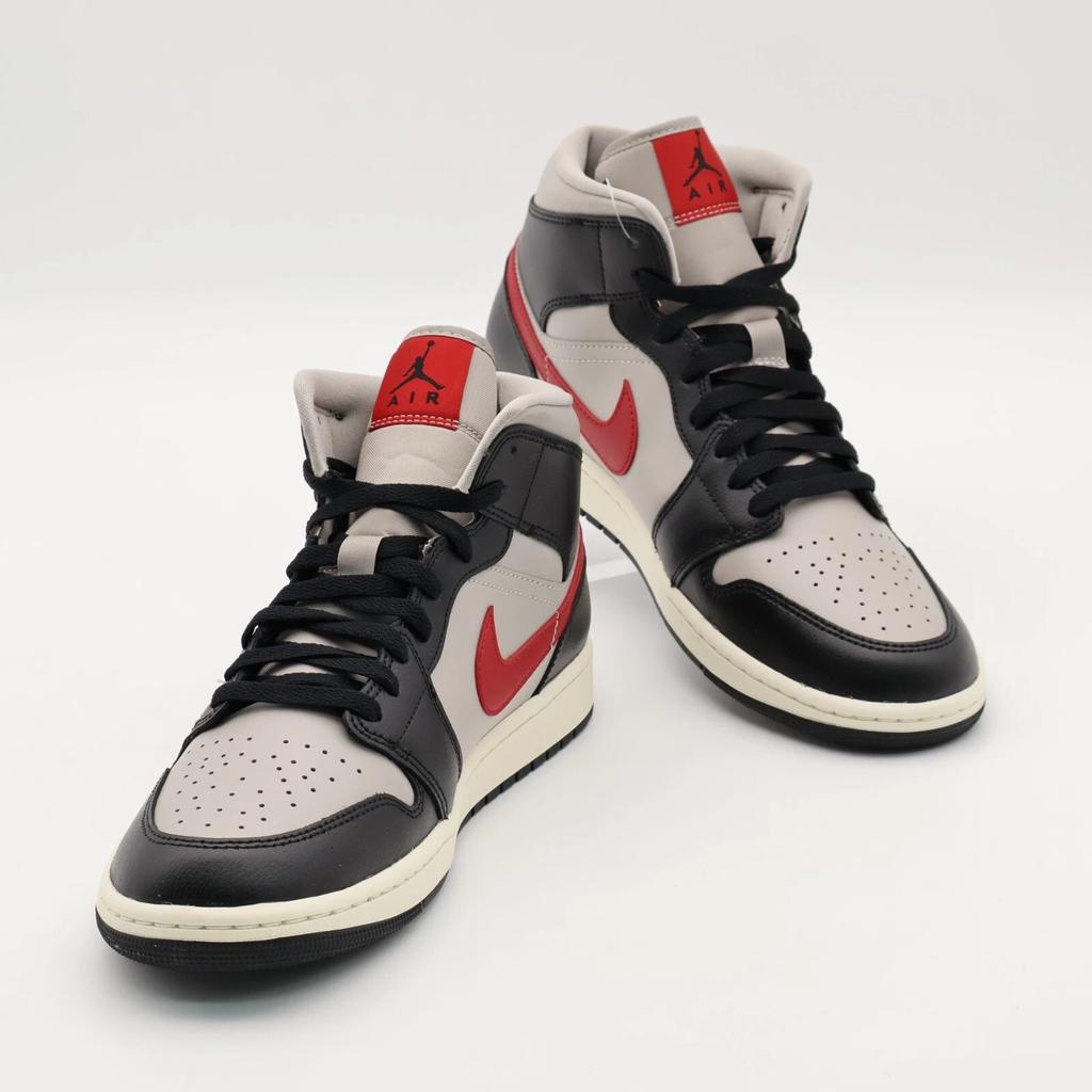 BQ6472-060 Nike WMNS Air Jordan 1 Mid Black Grey Gym Red