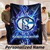 Schalke 04 FC Personalisierte Flanelldecke Benutzerdefinierter Name Text Weiche Überwurfdecke Heimdekoration