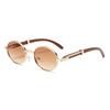 Vintage Oval Sunglasses Men Fashion Retro Metal Rim Gradient Casual Shades Women Trendy Luxury Brand Design Sun Glasses