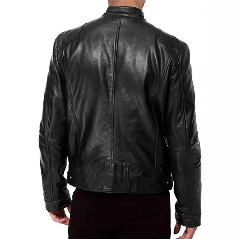 Men's Vintage Fashion Jacket Stand-Up Collar Motorcycle Jacket Slim Fit Multi-Pocket Jacket Autumn Winter