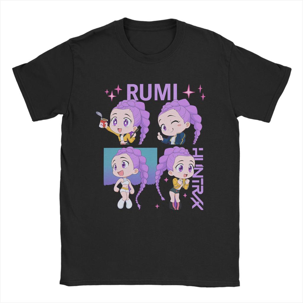 Kpop Demon Hunters Animation Men's T Shirts Huntrix Saja Boys Humor Tees Short Sleeve Round Collar T-Shirt Pure Cotton Clothes