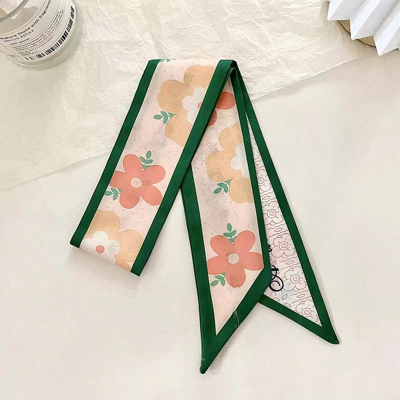 Luxary Brand Design Flower Print Silk Scarf for Women Fashion Hair Headband Foulard Lady Skinny Bag Scarves Neckerchief Tie