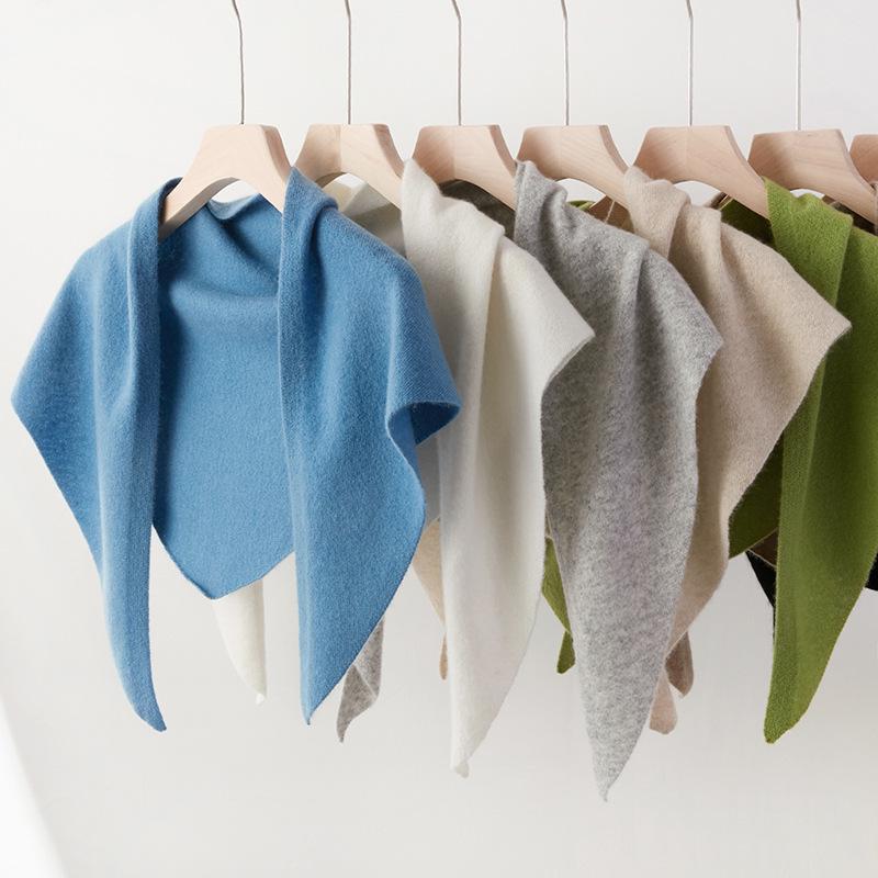 Women's 100% Pure Goat Cashmere Triangle Scarf - Autumn/Winter Knitted Warm Shawl