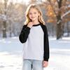Boys Girls Youth Long Sleeve Raglan T-Shirt, Color Neck Base Layer for Kids
