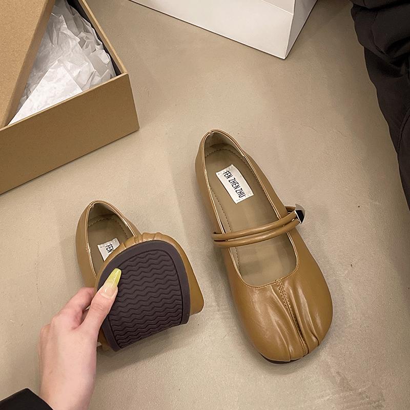 New Women's Footwear Buckle Strap Fashion Silk Women Ballet Flat Shoes Soft Female Designer Shallow Ladies Flat Mary Janes Shoes