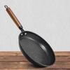 Flat Bottomed Stir Fry Pan Wood Handle Omelette Skillet Multipurpose Frying Pan  Steak
