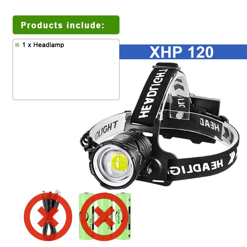 

9000 люмен XHP120 светодиодный мощный лазерный налобный фонарь с высокой мощностью, перезаряжаемый через USB, водонепроницаемый налобный фонарь для кемпинга Kit A чёрный