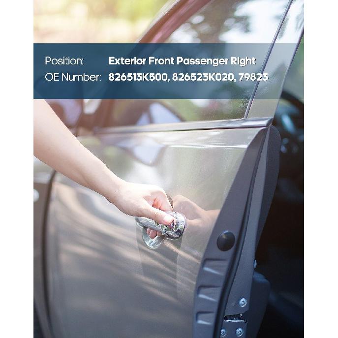 ECCPP Exterior Black Lever w/Chrome Door Handle Front Replacement for 2006-2010 for Hyundai for Sonata | Replaces 826513K500, 826523K020,79823