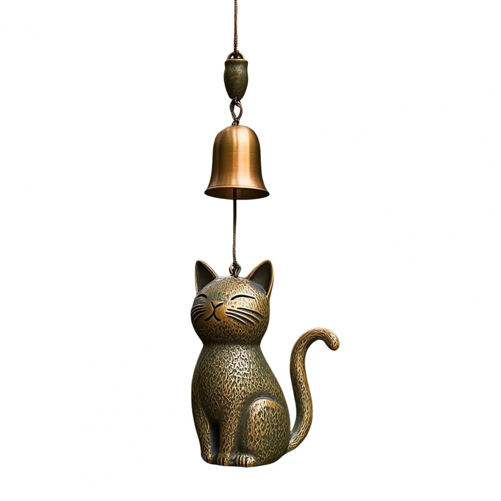 Einzigartiger Katzen-Windspiel Metall-Katzen-Windspiel Gartenstatue für Katzenliebhaber Outdoor Hängendes Gedenk-Ornament Veranda-Dekoration Geschenk