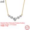 EFFIE QUEEN 925 Silver 14k Gold Round & Heart Cut Moissanite Pendant Necklace Romantic Jewelry for Women Valentine's Gift MON13