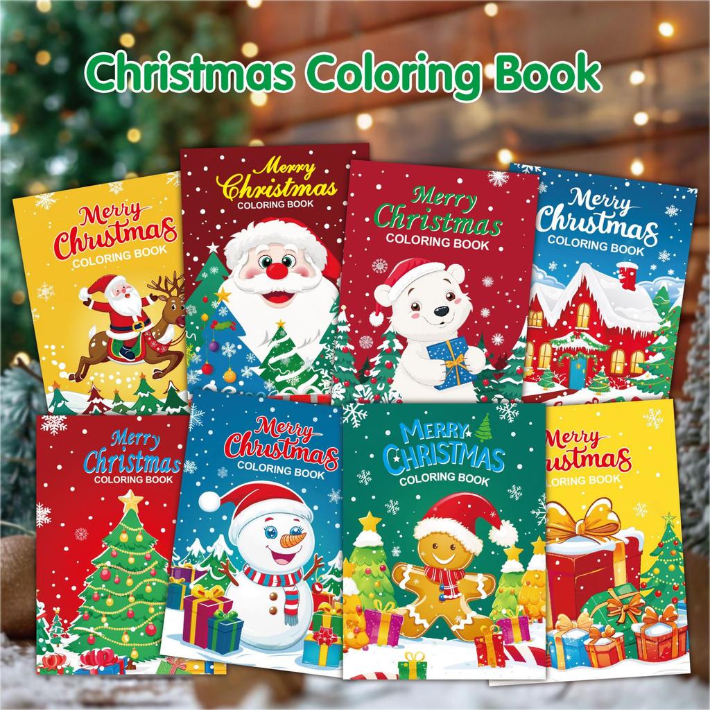 Non-Toxic Kids Christmas Coloring Book Puzzle Cartoon Painting Coloring Book Holiday Party Theme Christmas Puzzle Coloring Book Toy Gift