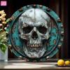 Vintage Blau Totenkopf Metallschild 20x20cm Retro Bar Cafe Man Cave Wanddekor