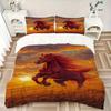 3pcs Horse Sunset Bedding Set Down Comforter Cover and Pillowcases, Suitable for Guest Room Home Decoration All Seasons(No Insert) S0819027
