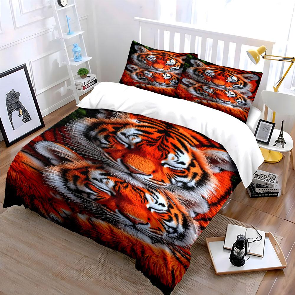 Tiger face close-up pattern. Bedding sets Duvet cover sets Duvet covers Pillowcases(1*Duvet Cover 2*Pillowcases without duvet insert)