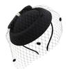 Black Mesh Headdress Stewardess Hat French Temperament Pearl Bow Hair Clip For Women