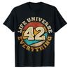 42 Life Universe and Everything Science TShirt Retro Distressed Hitchhikers Guide To The Galaxy Graphic Tee Sci Fi Casual Top