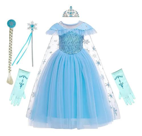 Girls Frozen Elsa Princess Dress Halloween Costume Christm 8-9 years