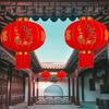 Red Chinese Lantern Flocking with Tassel Year of the Horse Lantern 3D Hanging Ornaments Chinese New Year Lantern