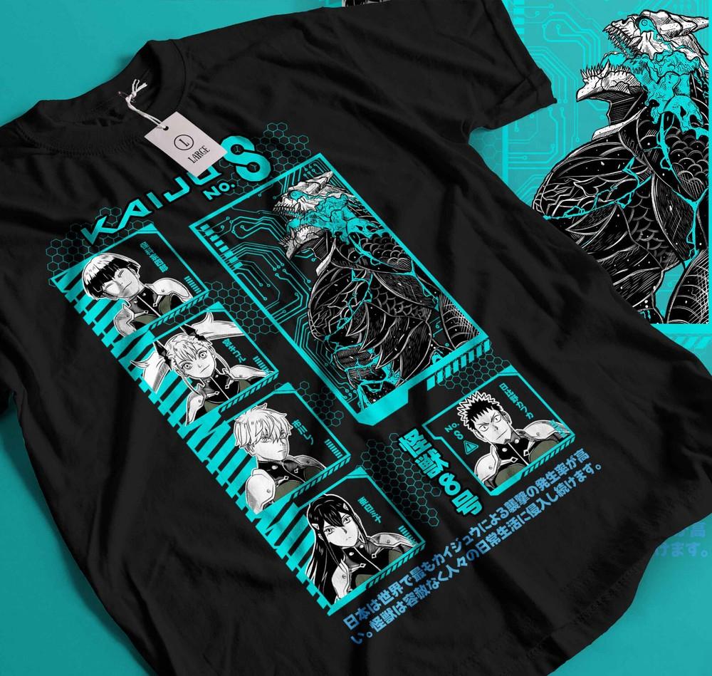 

Kaiju no 8 T-shirt Mina Shiro kaij Gift Manga Best Anime Graphic Tee Black 291 M
