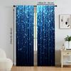 2Pcs Fantasy Blue Night Starry Sky Printed Window Curtain For Bedroom Office Kitchen Living Room And Study Rod Pocket Window