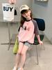 Girls Summer Fashion Raglan Sleeve T Shirt Stylish Kids Casual Short Sleeve Top