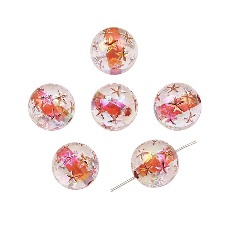 Retro Japanese Gold-Plated Silver Star Resin Beads for DIY Earrings