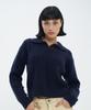 BLOND9 Cable Open Collar Knit_Navy