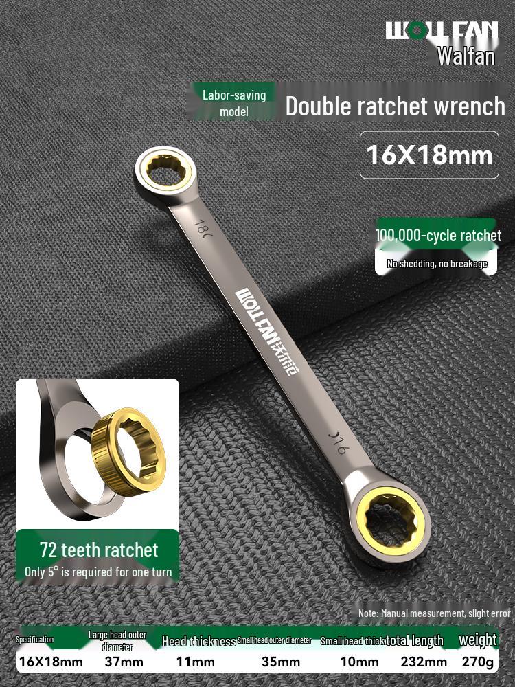 Dual-Ended Ratchet and Flower Wrench Set: Labor-Saving, Quick Two-Way Wrench Tools for Auto Repair (Sizes 8-27).