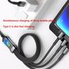 3-in-1 USB 100W Fast Charger Cable Car USB To Type-C Micro LIGHTNING Cable For iPhone 16 15 14 13 Samsung Xiaomi Huawei