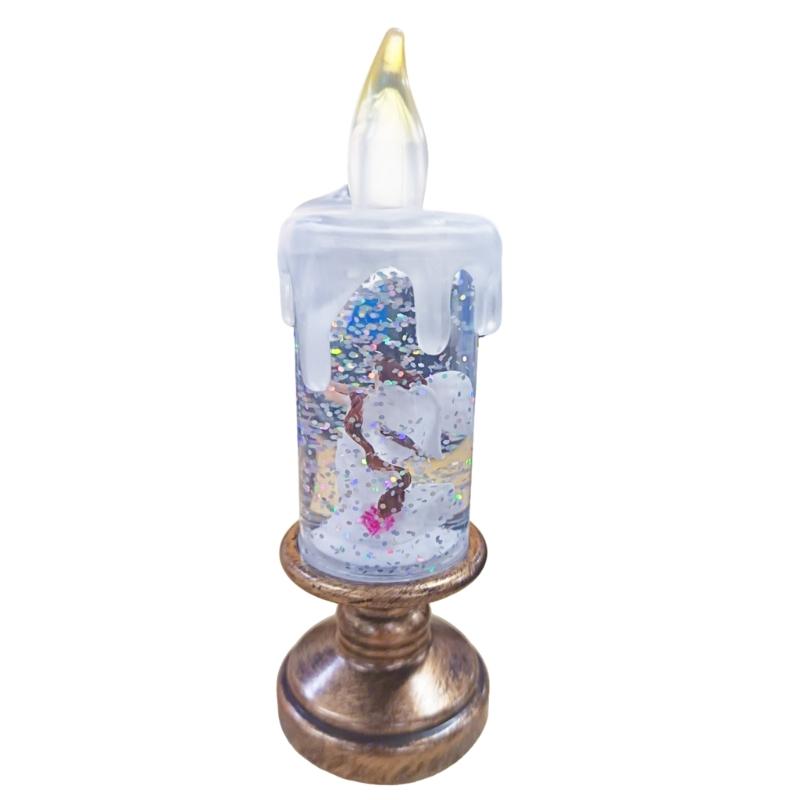 Christmas Snow Globe LED Candle Lamp With Dynamic Snowfalls Effect Crystal Ball For Home Decoration Holiday Gift