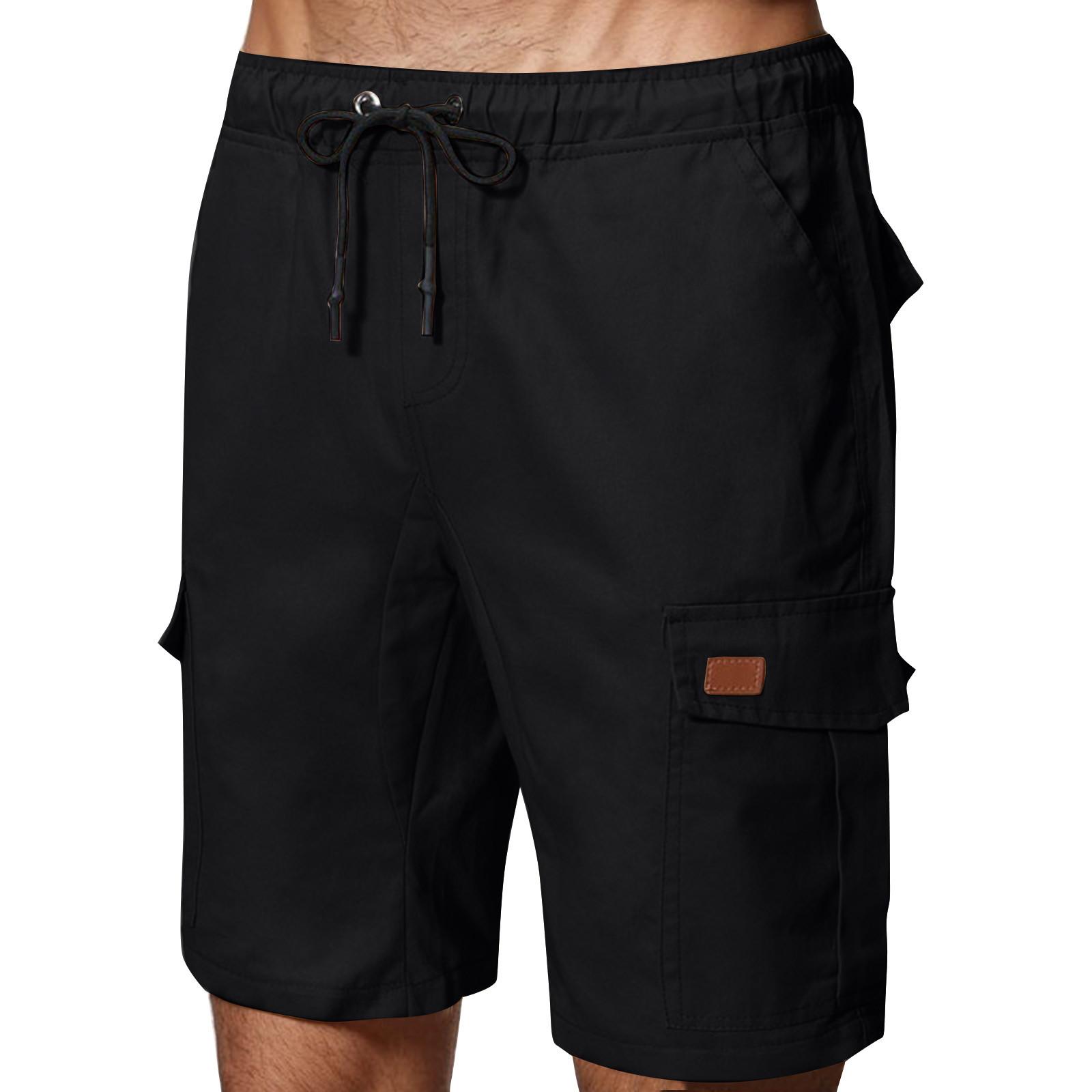 

Мужские прямые рабочие брюки, модные и повседневные шорты на шнурке L чёрный