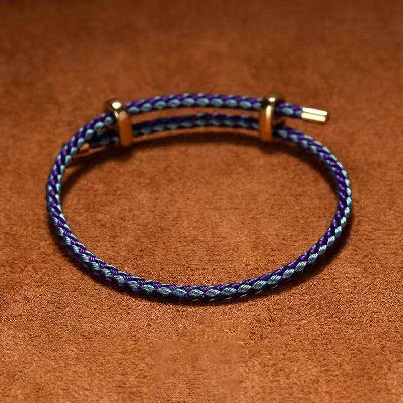 Bracciale in Acciaio Inossidabile per Donna Uomo Fibbia Regolabile Coppia Filo Rosso Corda Intrecciata a Mano Gioiello Unisex