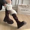 Ruodan autumn new small sleeve square heel boots 2025 thick-soled retro thin and heightened fashion boots over the knee women