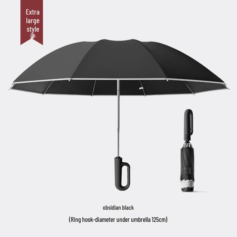 10-Rib Auto Folding Umbrella: Enlarged, Thickened, Portable, with Ring Buckle – for Sun and Rain, Custom Logo Available.