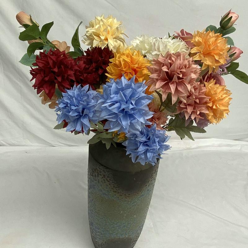 Wedding Crystal Ball Decoration With 3 Head Chrysanthemum For Aisle Decor