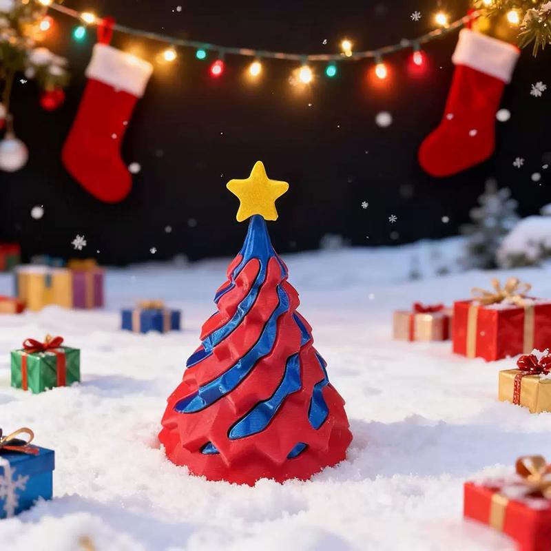 Tweekleurige 3D Geprinte Spiraal Kerstboom Speelgoed Creatieve Wervel Kegel Stressverlichting Cadeau Voor Kinderen Vakantie Decoratie Kerstcadeau